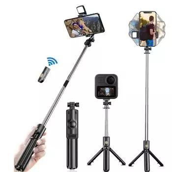 Новый держатель для штатива Selfie Stick S03 с пультом дистанционного управления Bluetooth, беспроводной держатель для телефона Selfie Stick, подставка для iPhone Samsung чёрный