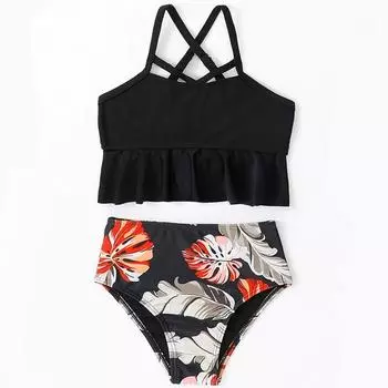 Новый детский купальник Xingcheng из нейлона для родителей и детей, раздельный купальник для девочек, детский купальник-бикини для девочек 2025 года Girls 104