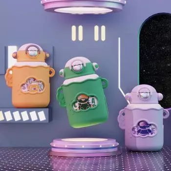 Новый детский термос с рисунком Галактики, 550 мл, с соломенным студенческим чайником, термос из нержавеющей стали 304 550ML1PCS