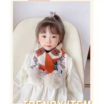 Новый детский вязаный шарф с милым мультяшным медведем на осень и зиму, корейский стиль, мужской и женский детский шарф с крестиком 73*10cm мандарин желтый