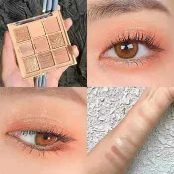 Новый девятицветный водонепроницаемый лоток для теней для век перламутровый матовый естественный цвет перманентный макияж лоток для теней для век чай с молоком макияж для глаз студентка женская косметика 01
