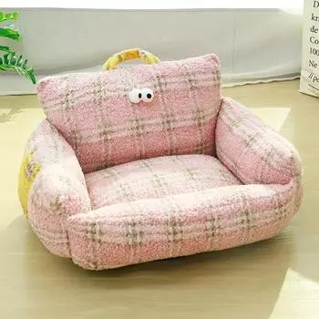 Новый диван для кошек, лежанка для домашних животных, утолщенная кошачья кровать, британский стиль, универсальная махровая бархатная, большие глаза, можно переносить, домашнее кошачье гнездо S 50 * 45cm