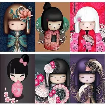 Новый DIY 5D алмазная живописьКимоно кукла Алмазная вышивка цветочный пейзаж вышивка крестиком пейзаж полная круглая дрель домашний декор Full Round 15x20CM