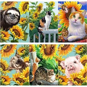 Новый DIY 5D алмазная живопись кошка животное Алмазная вышивка цветочный пейзаж вышивка крестиком пейзаж полная круглая дрель домашний декор Full Round 15x20CM