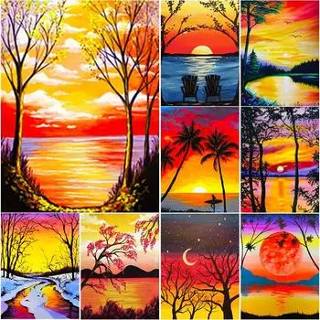 Новый DIY 5D алмазная живопись Осенний пейзаж Алмазная вышивка закат вышивка крестом пейзаж полный круглый дрель искусство домашний декор Full Round 15x20CM