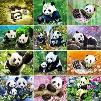 Новый DIY 5D алмазная живопись панда животное Алмазная вышивка цветочный пейзаж вышивка крестиком полная круглая дрель домашний декор подарок Full Round 15x20CM