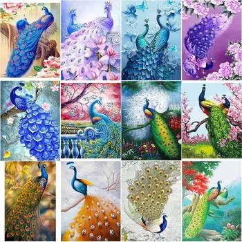 Новый DIY 5D алмазная живопись Павлин Алмазная вышивка животные вышивка крестиком полная квадратная круглая дрель мозаика искусство домашний декор подарок Full Round 15x20CM