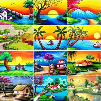 Новый DIY 5D алмазная живопись пейзаж дерево Алмазная вышивка пейзаж вышивка крестом полная круглая дрель домашний декор художественный подарок Full Round 15x20CM