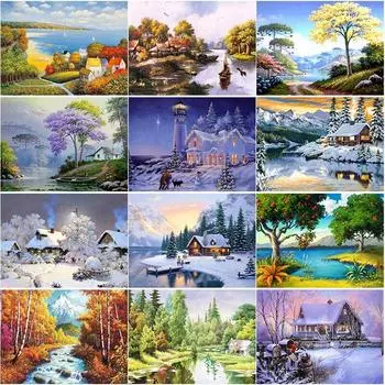 Новый DIY 5D алмазная живопись Снежная сцена Алмазная вышивка дерево вышивка крестиком полная круглая дрель мозаика искусство домашний декор подарок Full Round 15x20CM