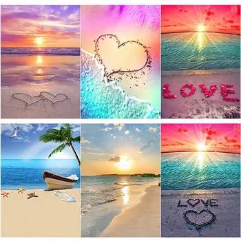 Новый DIY 5D алмазная живопись вид на море Алмазная вышивка песчаный пляж вышивка крестиком пейзаж полная круглая дрель домашний декор подарок Full Round 15x20CM