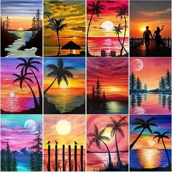 Новый DIY 5D алмазная живопись закат Алмазная вышивка пейзаж вышивка крестиком полная круглая дрель ручное искусство домашний декор подарок Full Round 15x20CM