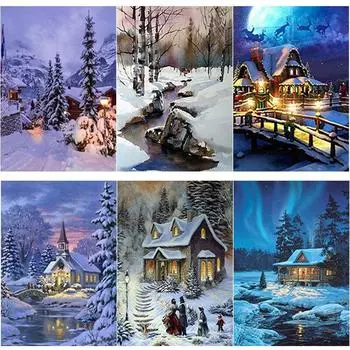 Новый DIY 5D пейзаж алмазная живопись снежная сцена Алмазная вышивка крестиком полная круглая дрель мозаика домашний декор подарок Full Round 15x20CM