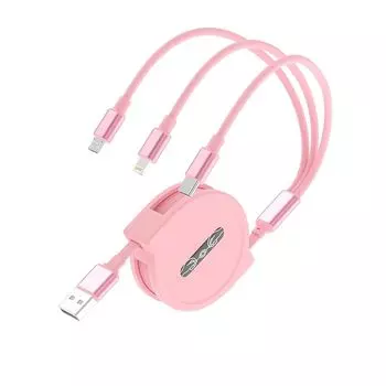 [Новый дизайн 2025 года] 3-в-1 выдвижной зарядный кабель 3A быстрая зарядка USB синхронизация высокоскоростная передача данных USB-кабель Type C кабель для зарядки iPhone Micro USB