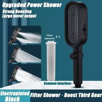Новый дизайн, 3 режима, душевая головка высокого давления, встроенный фильтр, ручная регулируемая кнопка, водосберегающая насадка, аксессуары для ванной комнаты