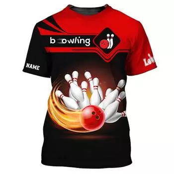 Новый дизайн 3D-печатной футболки для боулинга для мужчин, крутые футболки с круглым вырезом и короткими рукавами, летние спортивные футболки, футболки с игровой графикой S