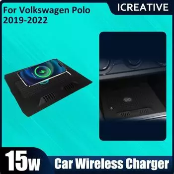 Новый дизайн автомобильного зарядного устройства беспроводной держатель телефона 15WQi беспроводное зарядное устройство для volkswagen VW Polo plus Virtus200TSI 2019 2020 2021 2022 чёрный