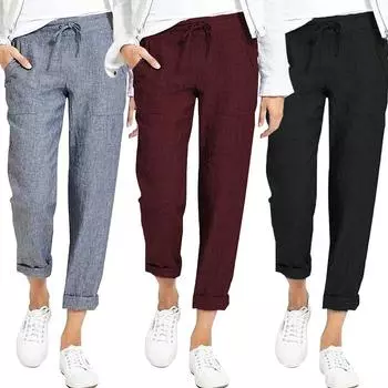 Новый дизайн, большие размеры, унисекс, женские шаровары с эластичной резинкой на талии, повседневные мешковатые брюки с боковыми карманами