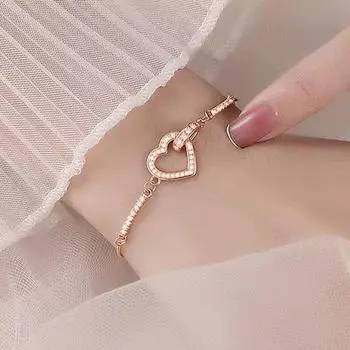 Новый дизайн, браслет-цепочка с кристаллами и цирконием, браслет-цепочка в форме сердца с ЛЮБОВЬЮ, браслеты для женщин, вечерние ювелирные изделия, подарок