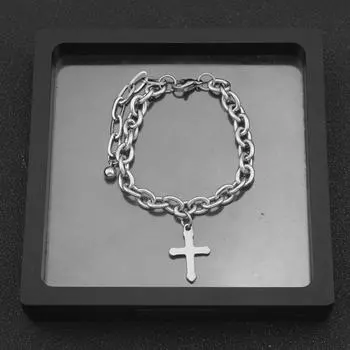 Новый дизайн браслета-цепочки из нержавеющей стали для мужчин и женщин Классический браслет с подвесками в виде креста Модные ювелирные изделия