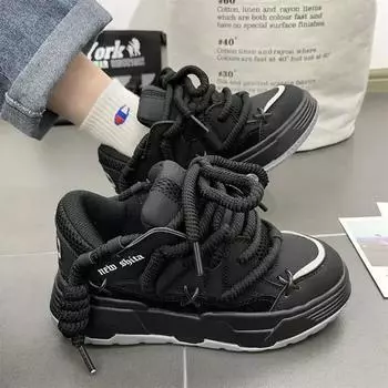 Новый дизайн для женщин, мужчин и девочек, прогулочные туфли на плоской подошве, кроссовки для пар унисекс, массивные кроссовки в стиле хип-хоп, панк, спортивные кроссовки 36