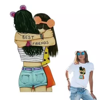 Новый дизайн, футболка для девочек, джинсовые нашивки, наклейки, теплопередача, моющиеся нашивки уровня для DIY 3.9x7cm