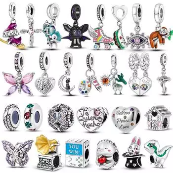 Новый дизайн из стерлингового серебра 925 пробы, коньки с клецками для глаз, подвески, бусины, силиконовые стопоры, бусины, подходят к оригинальному женскому браслету