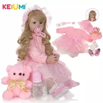 Новый дизайн KEIUMI, элегантные куклы-реборн для маленьких девочек, 24 дюйма, 60 см, мягкая виниловая принцесса, детские реборны с длинными золотыми фигурными рождественскими подарками