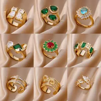 Новый дизайн кольца из циркония для женщин и девочек, регулируемое кольцо из нержавеющей стали с кубическим цирконием, модные роскошные свадебные украшения Anillos