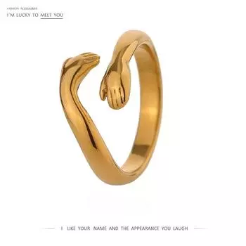 Новый дизайн, кольцо из нержавеющей стали, ювелирные изделия для женщин, металлическая текстура с 18-каратным покрытием, золотые аксессуары для запада