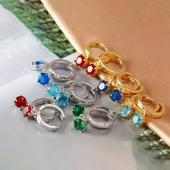 Новый дизайн, круглые серьги Pandent для женщин, модные серьги из нержавеющей стали с цветным цирконом, подвески, ювелирные изделия