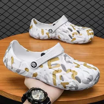 Новый дизайн, необычные летние пляжные туфли Cynthia с принтом, мужские сандалии из Эва, модные трендовые садовые сабо, обувь 40