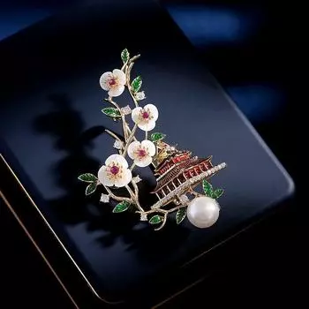Новый дизайн одежды натуральный перламутровый жемчуг цветок ципао ханьфу аксессуары на чердаке брошь Запретный город золотой