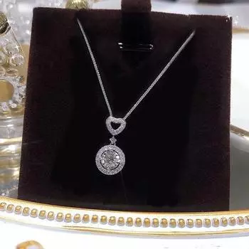 Новый дизайн, ожерелье с сердцем и любовью, обручальные украшения для женщин, серебряный цвет/цвет розового золота, роскошное ожерелье с кубическим цирконием 45cm