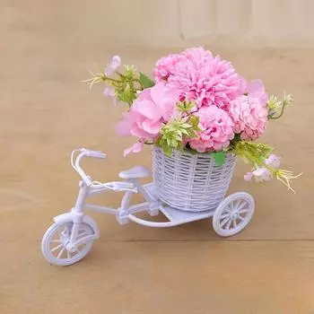 Новый дизайн пластикового растения трава бонсай велосипед цветочный горшок искусственный цветочный букет бонсай для украшения домашней кухни