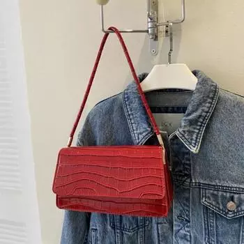 Новый дизайн, роскошная сумка подмышкой, сумка с узором из кожи аллигатора, ретро-винтажная женская сумка через подмышку кофейный