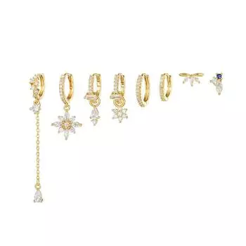 Новый дизайн, серьги-кольца из нержавеющей стали с каплями воды для женщин, кубические циркониевые цветы, круглые серьги для хряща, ювелирные изделия для пирсинга