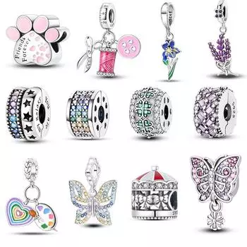 Новый дизайн, стерлингового серебра 925 пробы, ножницы, пуговицы, бусины, подходят для оригинального браслета для женщин, ювелирные изделия «сделай сам», кулон