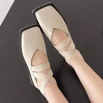 Новый дизайн, туфли Мэри Джейн, женские элегантные туфли на плоской подошве с квадратным носком, летние уличные сандалии с эластичной лентой, модная женская обувь 38 чёрный