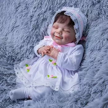 Новый дизайн, улыбающиеся куклы Reborn, 50 см, реалистичные, из ткани, из волокна волос, Bonecas Reborn Bebe, кукла, игрушки, детский подарок на день детей 20 inch белый