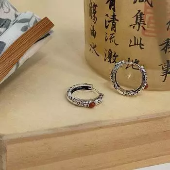 Новый дизайн в китайском стиле с узором из травы Тан, инкрустированный южным красным агатом, для женщин в старинном стиле