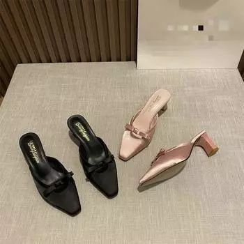 новый дизайн весенние женские тапочки-мюли модные легкие сандалии с бантом для женщин 35