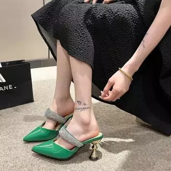 Новый дизайн, женские элегантные туфли с острым носком, необычный стиль, высокие каблуки, летняя обувь для отдыха, женские сандалии, женские тапочки 46