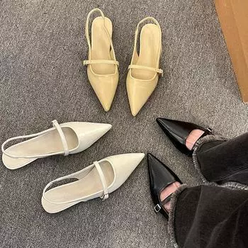 Новый дизайн женские роскошные бархатные мокасины модные остроносые лоферы женские 2024 весна черные балетки на плоской подошве женские сандалии 35 чёрный