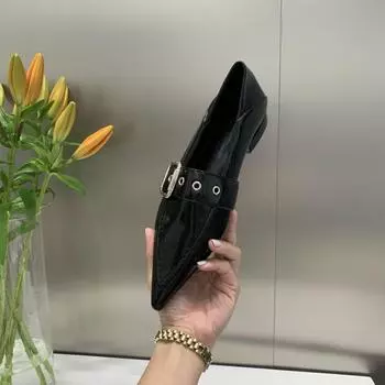 Новый Дизайн Женские Роскошные Черные Красные Мокасины Модные Лоферы с Острым Носком Женские Черные Балетки Кожаная Обувь 35-41 35