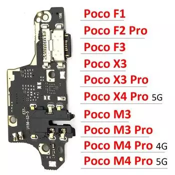 Новый для Xiaomi Poco F1 F2 Pro F3 X3 X4 M3 M4 Pro 4G 5G USB-порт, зарядное устройство, док-станция, разъем для зарядки, гибкий кабель, микрофон Poco M3 No IC