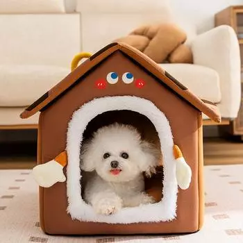 Новый домик из сырного печенья, осенне-зимний теплый закрытый домик для собак, домик для сна для маленьких собак, домик для кошек, домик для домашних животных S 40*32*32cm