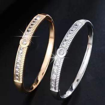 Новый доступный роскошный модный простой дизайн, усовершенствованный ретро-стиль, микроинкрустированный циркон, повседневный женский браслет Joker для отдыха золотой