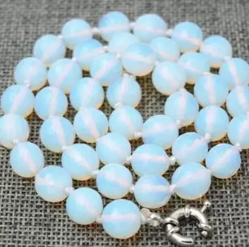 Новый драгоценный камень 10 мм, целебная чакра, рейки, опал, ограненный камень, круглое ожерелье, 18 дюймов