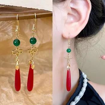 Новый древний костюм в китайском стиле Ханфу в форме капель воды в древнем стиле длинные серьги с кисточками для женщин 1 pair