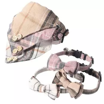 Новый двухсекционный ошейник для кошек Cute Pet Partner s Ingrid с треугольным шарфом с бантом и ошейником-колокольчиком для кошек Width X length 1.0 x 28CM белый